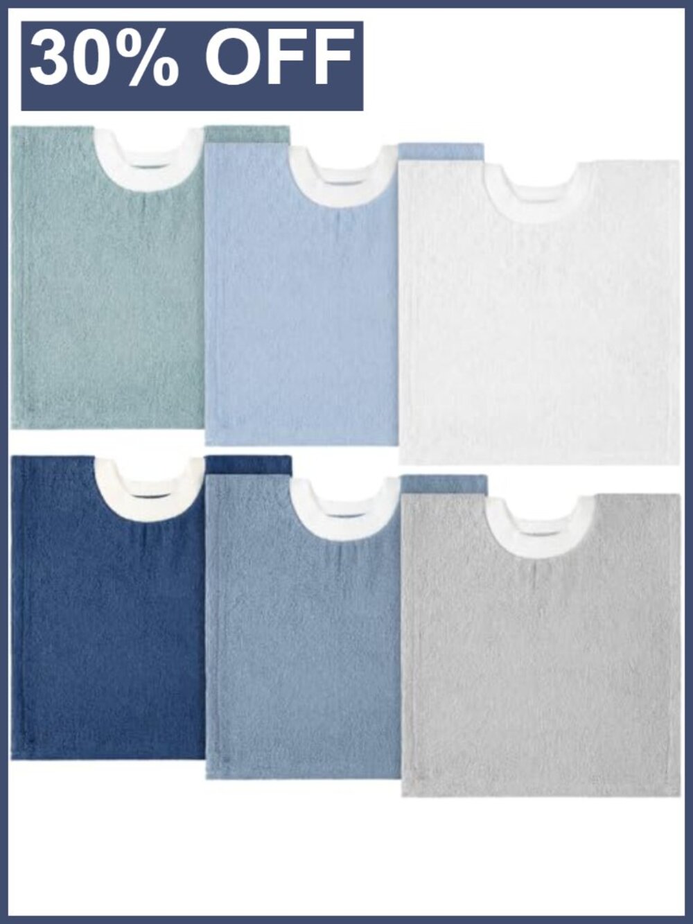 Cotton Terry Pullover Baby Bibs Set of 6 Absorbent Infant Feeding & Drooling